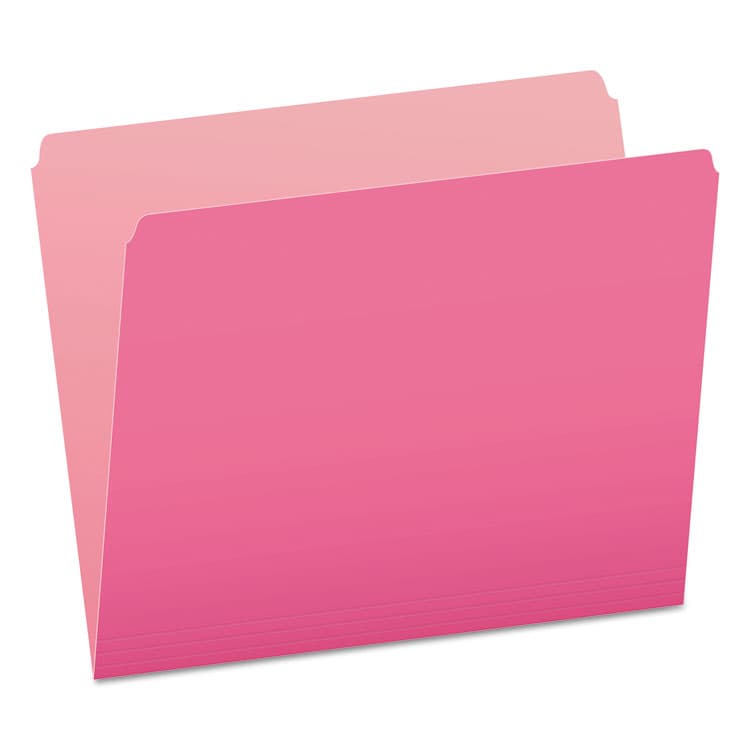 TOPS BUSINESS FORMS Colored File Folders, Straight Tabs, Letter Size, Pink/Light Pink, 100/Box (PFX152PIN)
