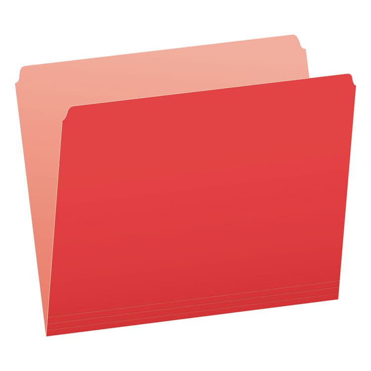 TOPS BUSINESS FORMS Colored File Folders, Straight Tabs, Letter Size, Red/Light Red, 100/Box (PFX152RED)