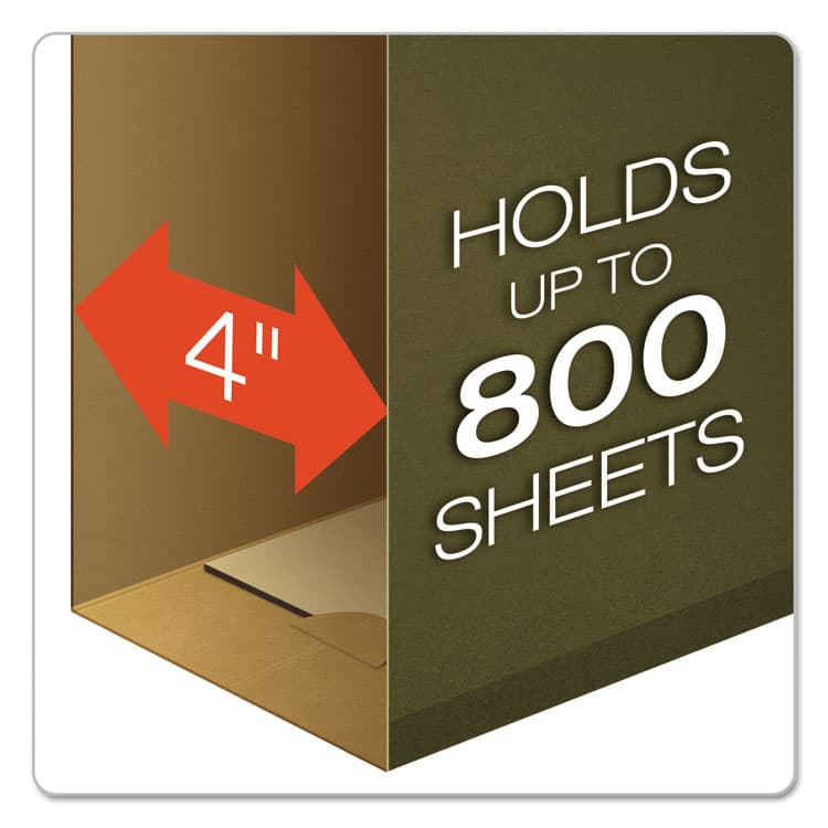 TOPS BUSINESS FORMS Extra Capacity Reinforced Hanging File Folders with Box Bottom, 4" Capacity, Letter Size, 1/5-Cut Tabs, Green, 25/Box (PFX4152X4) thumbnail 2