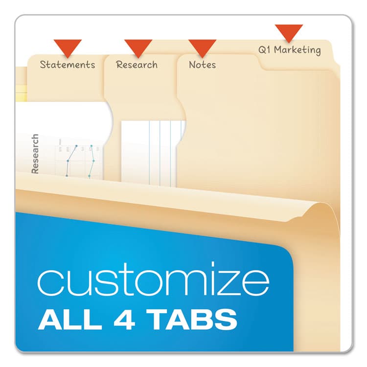 TOPS BUSINESS FORMS Divide It Up File Folder, 1/2-Cut Tabs: Assorted, Letter Size, 0.75" Expansion, Manila, 24/Pack (PFX10770) thumbnail 3