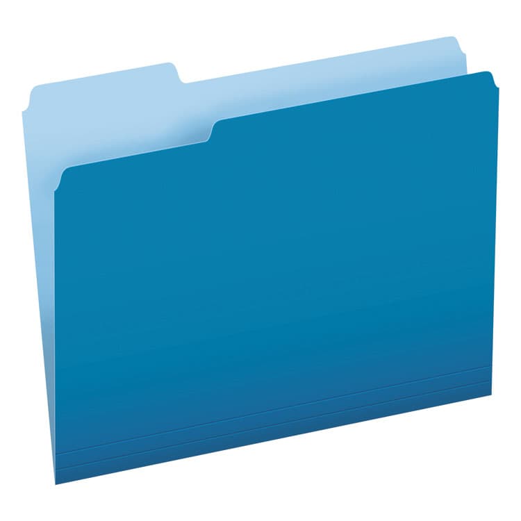 TOPS BUSINESS FORMS Colored File Folders, 1/3-Cut Tabs: Assorted, Letter Size, Blue/Light Blue, 100/Box (PFX15213BLU)
