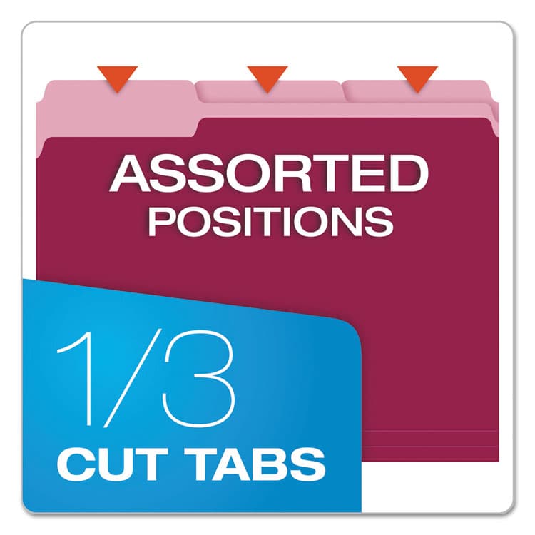 TOPS BUSINESS FORMS Colored File Folders, 1/3-Cut Tabs: Assorted, Letter Size, Burgundy/Light Burgundy, 100/Box (PFX15213BUR) thumbnail 2