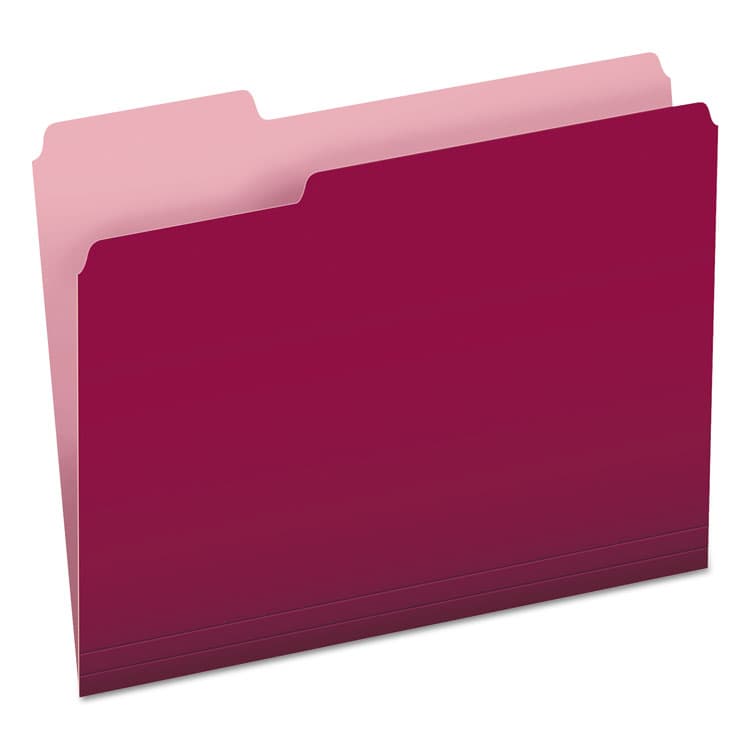 TOPS BUSINESS FORMS Colored File Folders, 1/3-Cut Tabs: Assorted, Letter Size, Burgundy/Light Burgundy, 100/Box (PFX15213BUR)