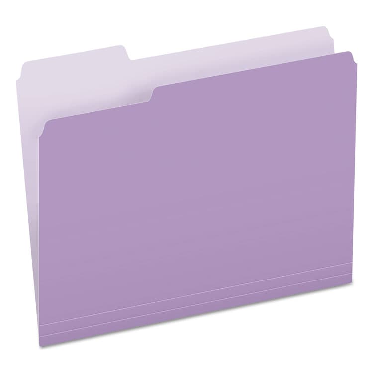 TOPS BUSINESS FORMS Colored File Folders, 1/3-Cut Tabs: Assorted, Letter Size, Lavender/Light Lavender, 100/Box (PFX15213LAV)