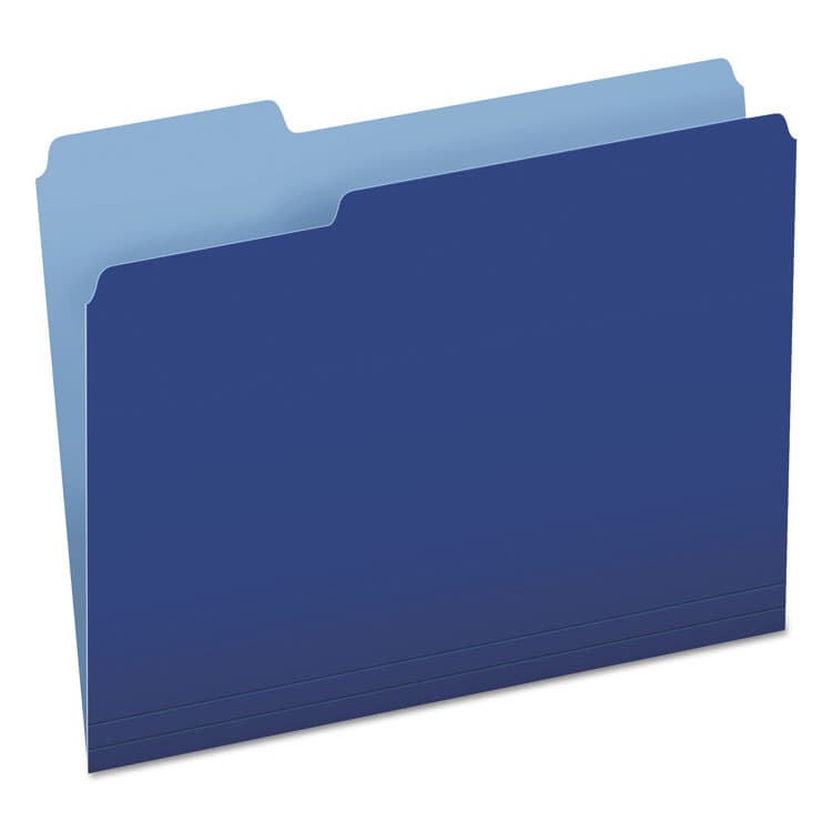 TOPS BUSINESS FORMS Colored File Folders, 1/3-Cut Tabs: Assorted, Letter Size, Navy Blue/Light Blue, 100/Box (PFX15213NAV)