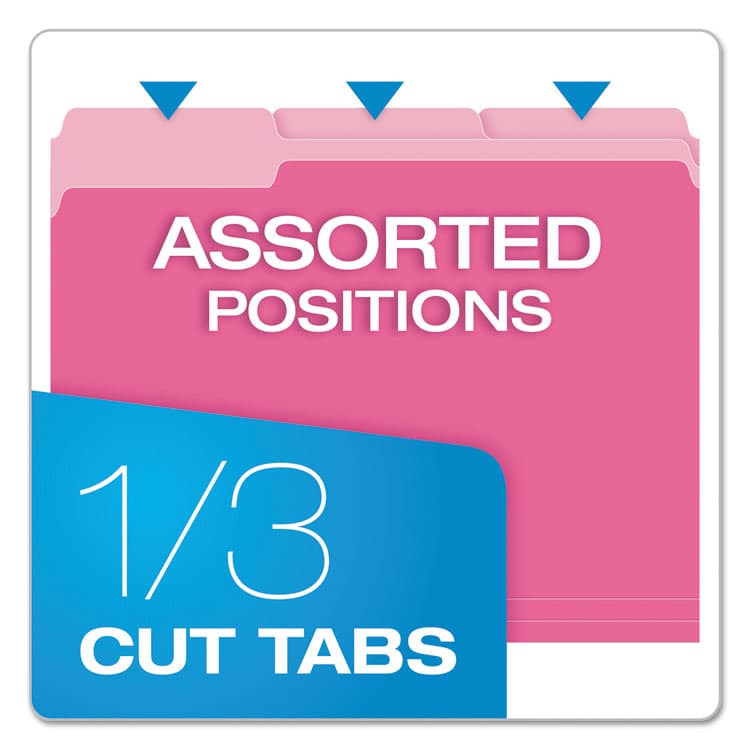 TOPS BUSINESS FORMS Colored File Folders, 1/3-Cut Tabs: Assorted, Letter Size, Pink/Light Pink, 100/Box (PFX15213PIN) thumbnail 2
