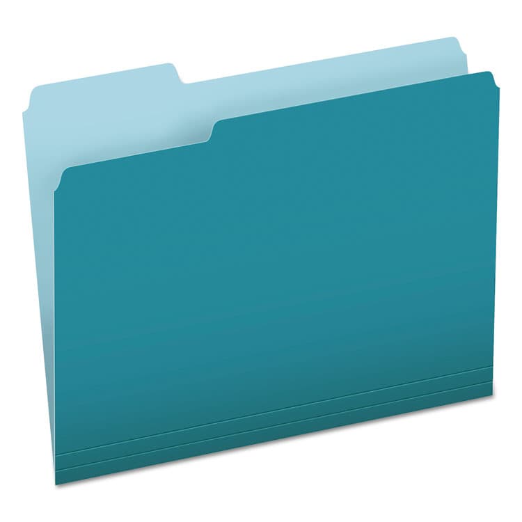 TOPS BUSINESS FORMS Colored File Folders, 1/3-Cut Tabs: Assorted, Letter Size, Teal/Light Teal, 100/Box (PFX15213TEA)