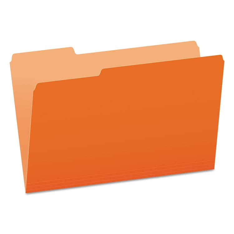 TOPS BUSINESS FORMS Colored File Folders, 1/3-Cut Tabs: Assorted, Legal Size, Orange/Light Orange, 100/Box (PFX15313ORA)