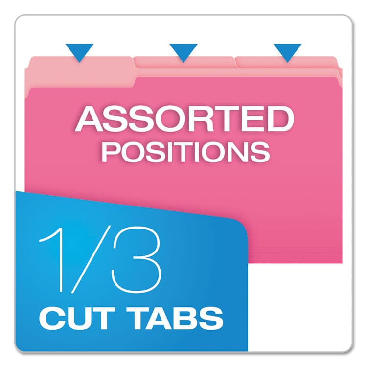 TOPS BUSINESS FORMS Colored File Folders, 1/3-Cut Tabs: Assorted, Legal Size, Pink/Light Pink, 100/Box (PFX15313PIN) thumbnail 2