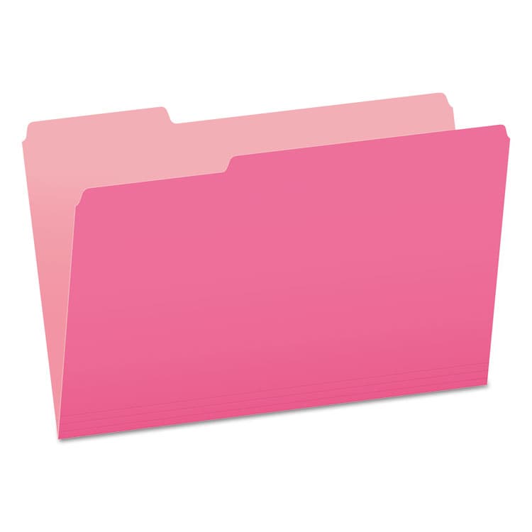 TOPS BUSINESS FORMS Colored File Folders, 1/3-Cut Tabs: Assorted, Legal Size, Pink/Light Pink, 100/Box (PFX15313PIN)