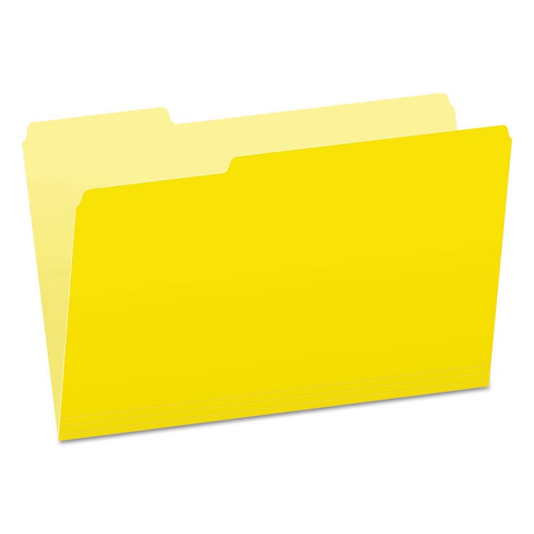 TOPS BUSINESS FORMS Colored File Folders, 1/3-Cut Tabs: Assorted, Legal Size, Yellow/Light Yellow, 100/Box (PFX15313YEL)