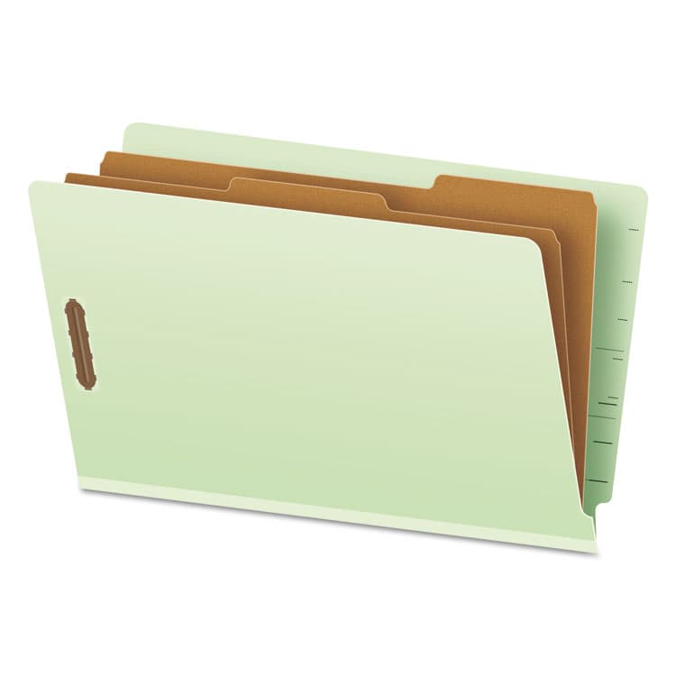 TOPS BUSINESS FORMS End Tab Classification Folders, Straight Tab, Expands 2", 2 Dividers, 6 Fasteners, Legal Size, Pale Green, 10/Box (PFX23324)