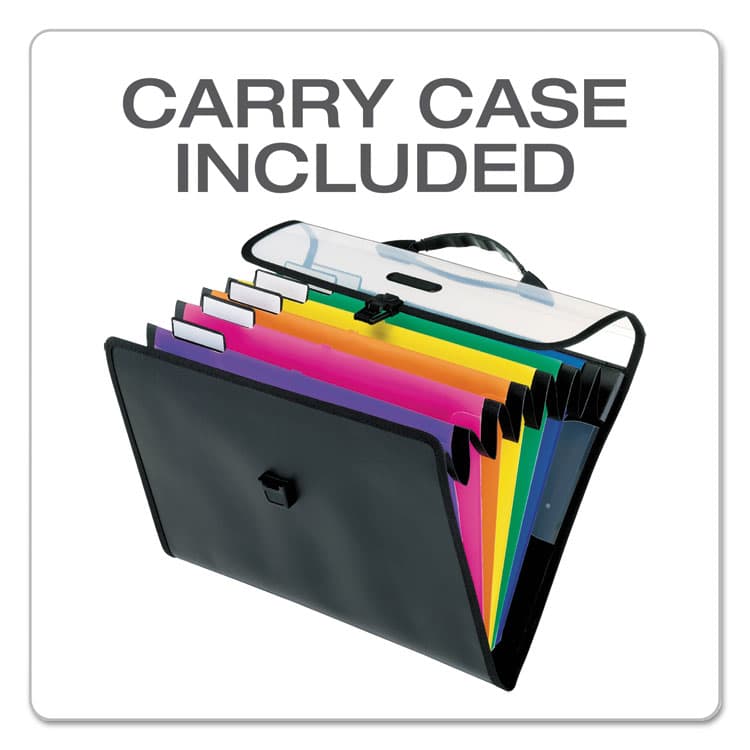 TOPS BUSINESS FORMS Desk Free Hanging Organizer With Case, 1" Expansion, 6 Sections, Buckle Closure, Letter Size, Black (PFX52891) thumbnail 4