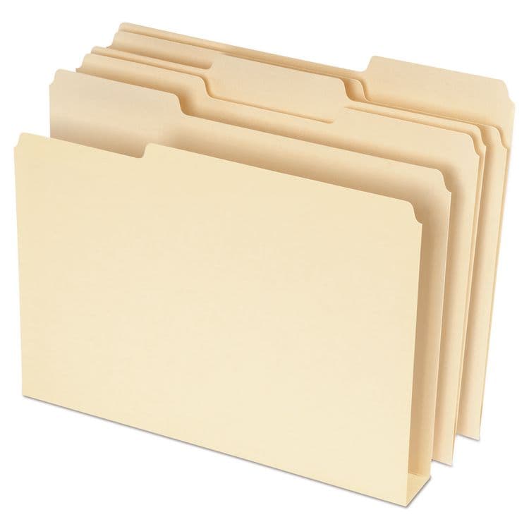 TOPS BUSINESS FORMS Double Stuff File Folders, 1/3-Cut Tabs: Assorted, Letter Size, Manila, 50/Pack (PFX54459)
