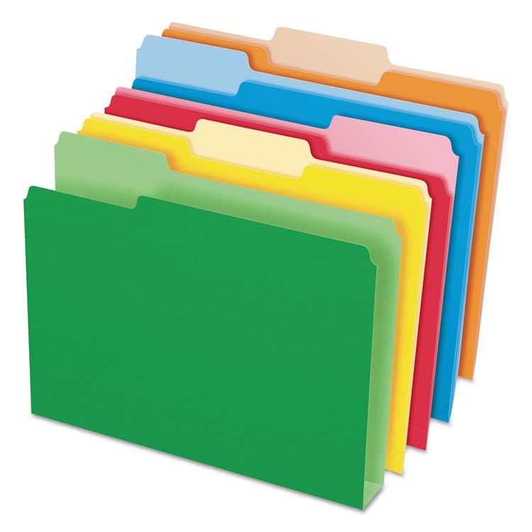 TOPS BUSINESS FORMS Double Stuff File Folders, 1/3-Cut Tabs: Assorted, Letter Size, Assorted Colors, 50/Pack (PFX54460)