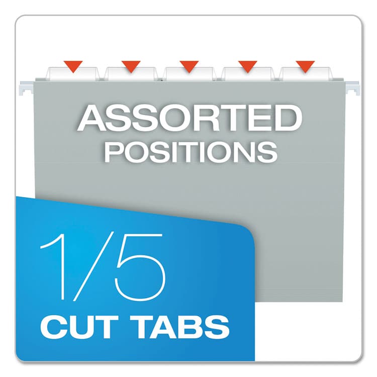 TOPS BUSINESS FORMS Colored Hanging Folders, Letter Size, 1/5-Cut Tabs, Gray, 25/Box (PFX81604) thumbnail 4
