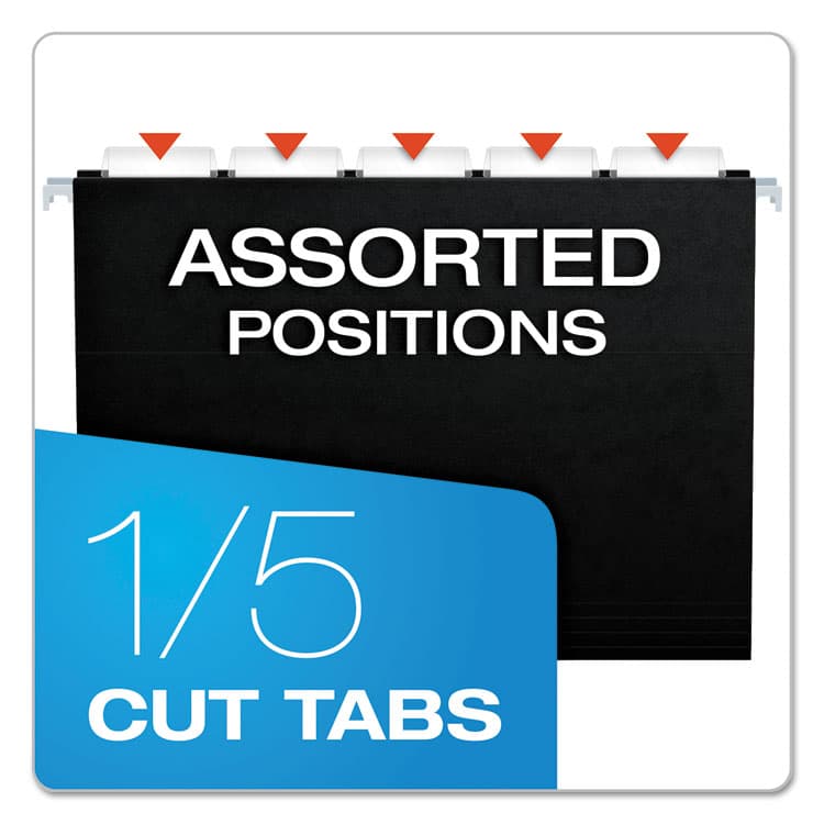 TOPS BUSINESS FORMS Colored Hanging Folders, Letter Size, 1/5-Cut Tabs, Black, 25/Box (PFX81605) thumbnail 4