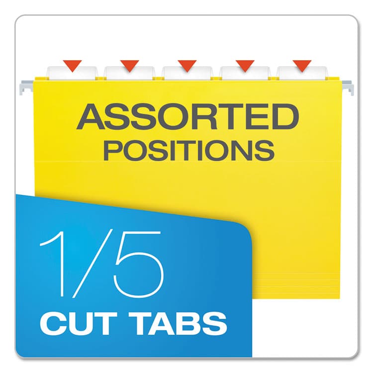 TOPS BUSINESS FORMS Colored Hanging Folders, Letter Size, 1/5-Cut Tabs, Yellow, 25/Box (PFX81606) thumbnail 4