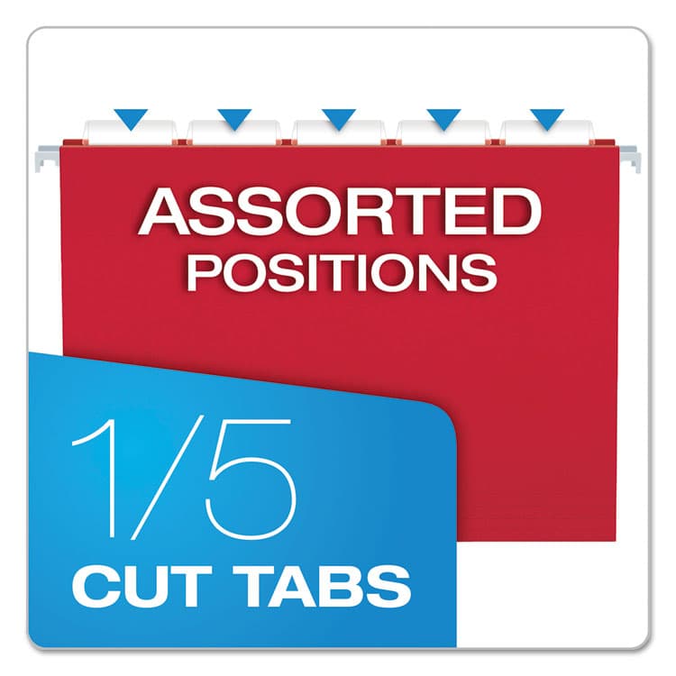 TOPS BUSINESS FORMS Colored Hanging Folders, Letter Size, 1/5-Cut Tabs, Red, 25/Box (PFX81608) thumbnail 4