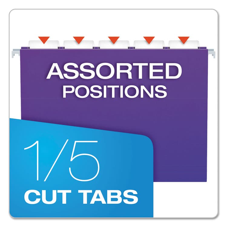 TOPS BUSINESS FORMS Colored Hanging Folders, Letter Size, 1/5-Cut Tabs, Violet, 25/Box (PFX81611) thumbnail 4