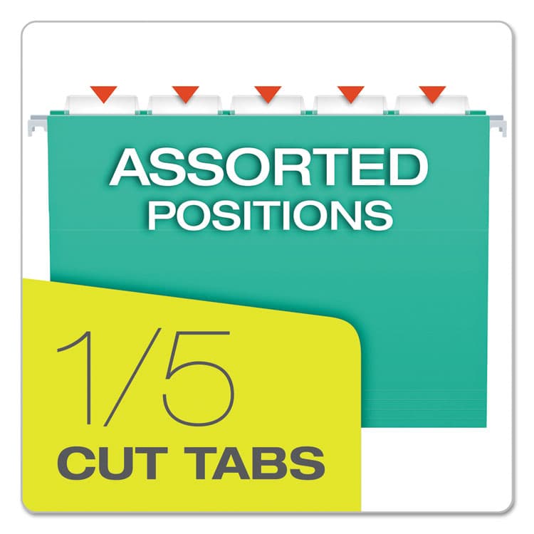TOPS BUSINESS FORMS Colored Hanging Folders, Letter Size, 1/5-Cut Tabs, Aqua, 25/Box (PFX81616) thumbnail 4