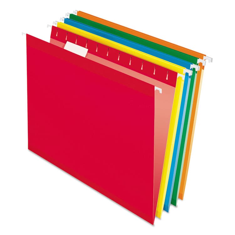 TOPS BUSINESS FORMS Colored Reinforced Hanging Folders, Letter Size, 1/5-Cut Tabs, Assorted Bright Colors, 25/Box (PFX415215ASST)