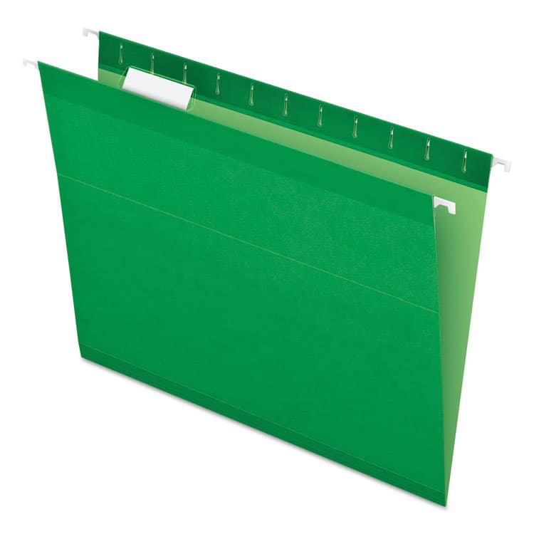TOPS BUSINESS FORMS Colored Reinforced Hanging Folders, Letter Size, 1/5-Cut Tabs, Bright Green, 25/Box (PFX415215BGR)