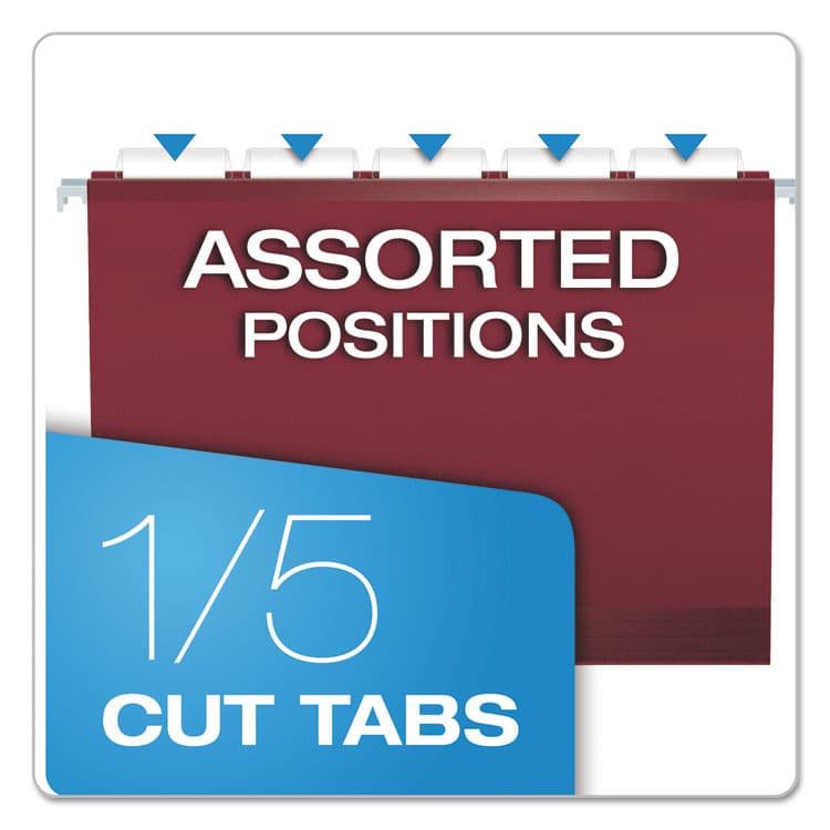 TOPS BUSINESS FORMS Colored Reinforced Hanging Folders, Letter Size, 1/5-Cut Tabs, Burgundy, 25/Box (PFX415215BUR) thumbnail 4