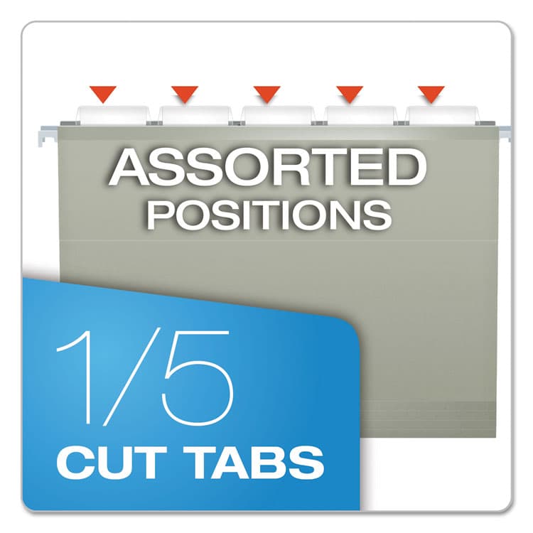 TOPS BUSINESS FORMS Colored Reinforced Hanging Folders, Letter Size, 1/5-Cut Tabs, Gray, 25/Box (PFX415215GRA) thumbnail 4