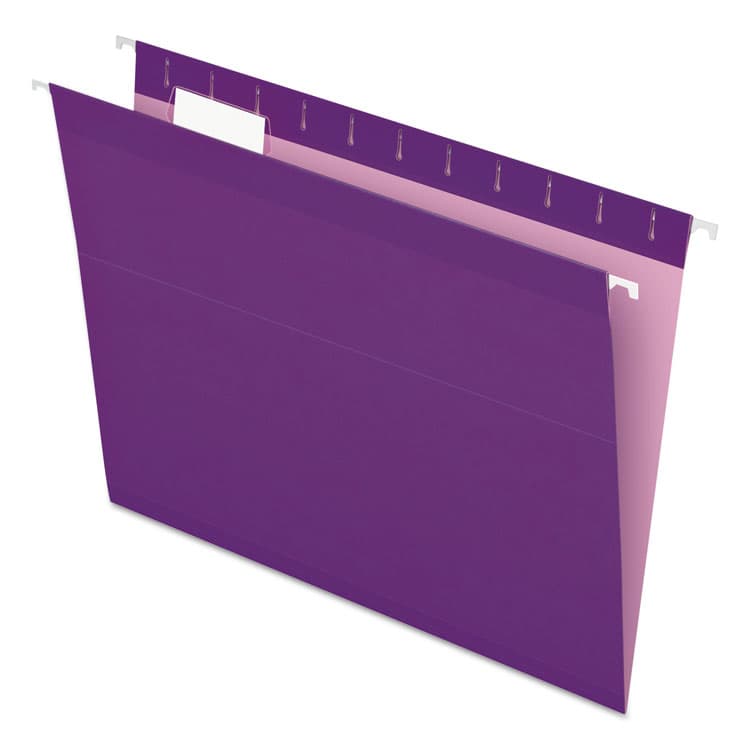 TOPS BUSINESS FORMS Colored Reinforced Hanging Folders, Letter Size, 1/5-Cut Tabs, Violet, 25/Box (PFX415215VIO)