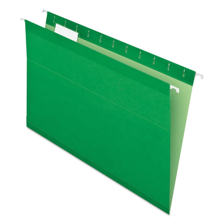 TOPS BUSINESS FORMS Colored Reinforced Hanging Folders, Legal Size, 1/5-Cut Tabs, Bright Green, 25/Box (PFX415315BGR)