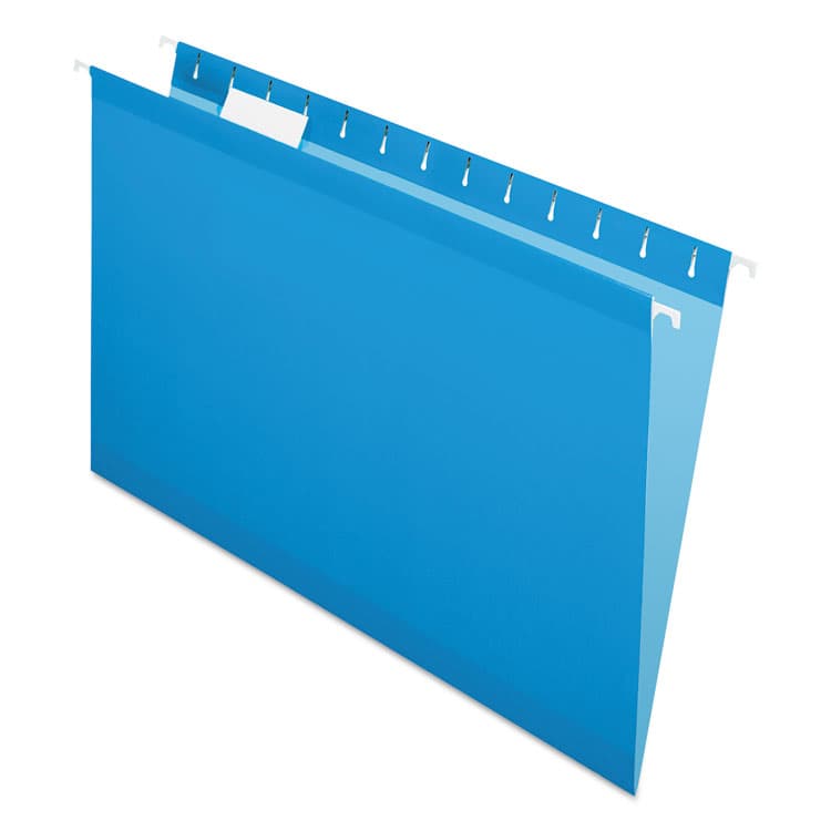 TOPS BUSINESS FORMS Colored Reinforced Hanging Folders, Legal Size, 1/5-Cut Tabs, Blue, 25/Box (PFX415315BLU)