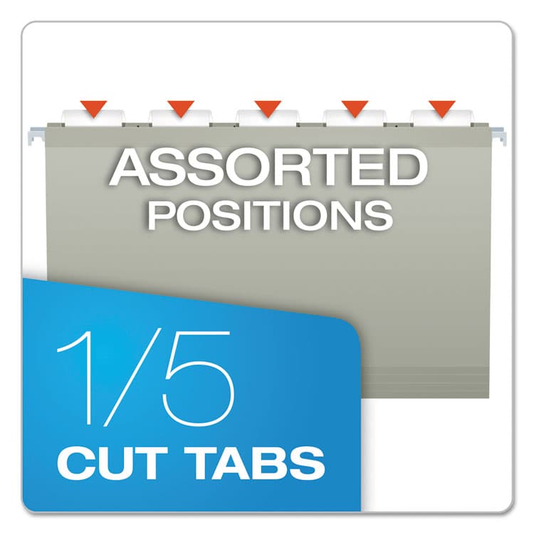 TOPS BUSINESS FORMS Colored Reinforced Hanging Folders, Legal Size, 1/5-Cut Tabs, Gray, 25/Box (PFX415315GRA) thumbnail 4
