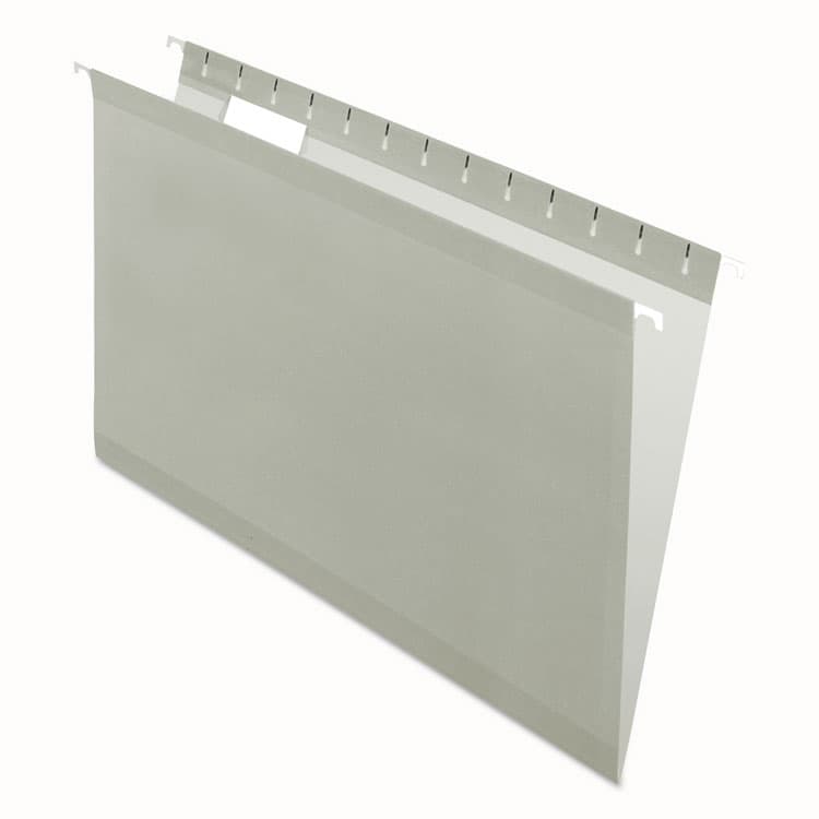 TOPS BUSINESS FORMS Colored Reinforced Hanging Folders, Legal Size, 1/5-Cut Tabs, Gray, 25/Box (PFX415315GRA)