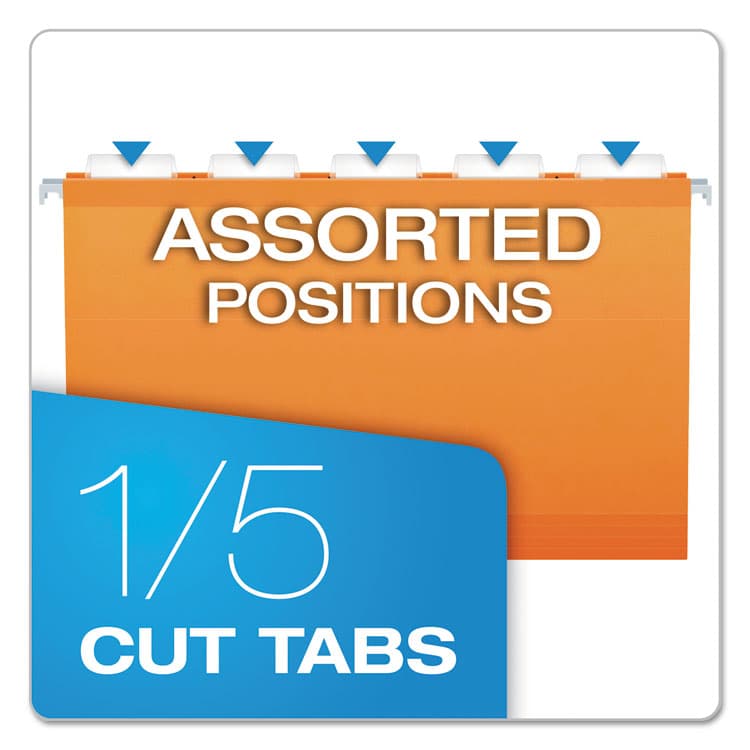 TOPS BUSINESS FORMS Colored Reinforced Hanging Folders, Legal Size, 1/5-Cut Tabs, Orange, 25/Box (PFX415315ORA) thumbnail 4