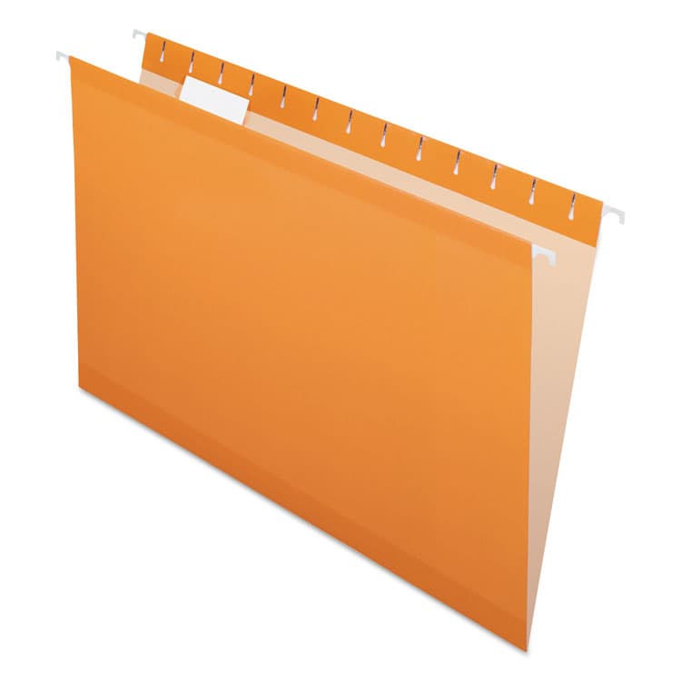 TOPS BUSINESS FORMS Colored Reinforced Hanging Folders, Legal Size, 1/5-Cut Tabs, Orange, 25/Box (PFX415315ORA)