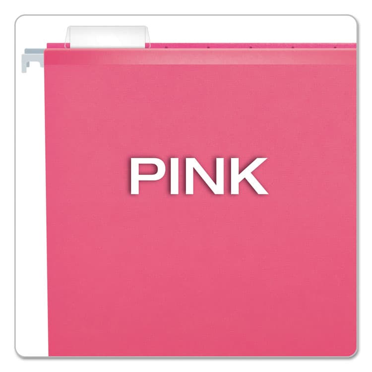 TOPS BUSINESS FORMS Colored Reinforced Hanging Folders, Legal Size, 1/5-Cut Tabs, Pink, 25/Box (PFX415315PIN) thumbnail 3