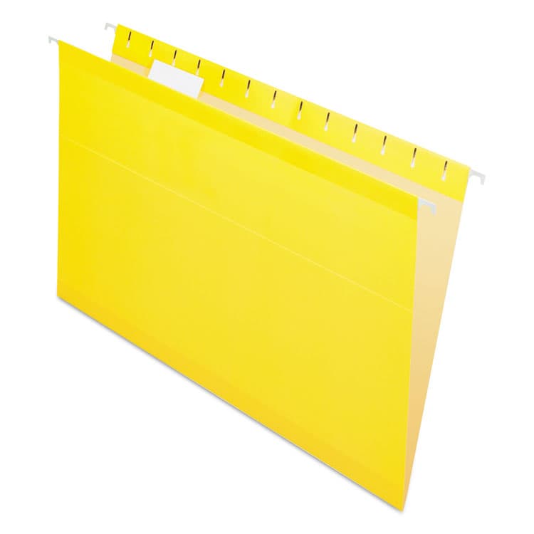 TOPS BUSINESS FORMS Colored Reinforced Hanging Folders, Legal Size, 1/5-Cut Tabs, Yellow, 25/Box (PFX415315YEL)