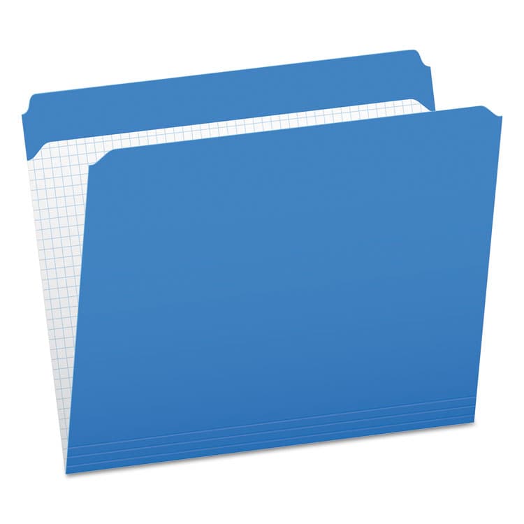 TOPS BUSINESS FORMS Double-Ply Reinforced Top Tab Colored File Folders, Straight Tabs, Letter Size, 0.75" Expansion, Blue, 100/Box (PFXR152BLU)