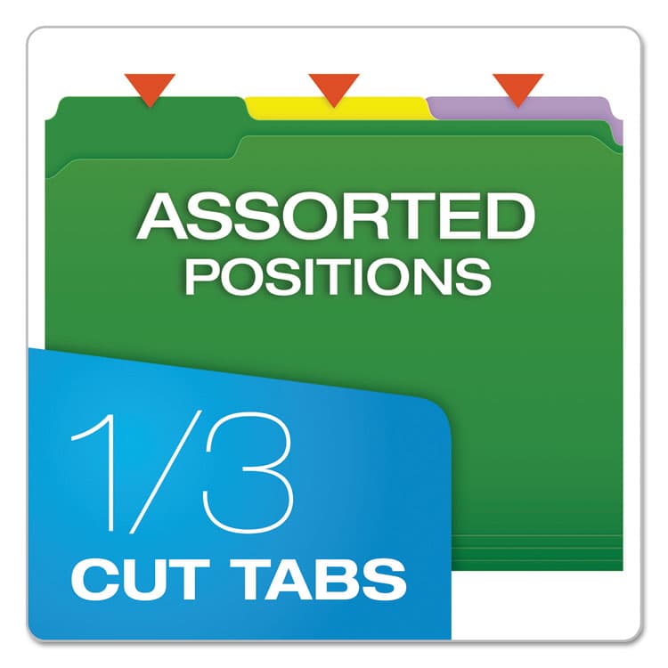 TOPS BUSINESS FORMS Double-Ply Reinforced Top Tab Colored File Folders, 1/3-Cut Tabs: Assorted, Letter, 0.75" Expansion, Assorted Colors, 100/Box (PFXR15213ASST) thumbnail 3