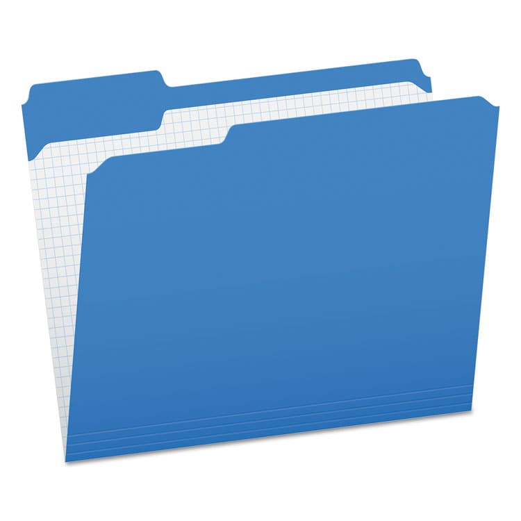 TOPS BUSINESS FORMS Double-Ply Reinforced Top Tab Colored File Folders, 1/3-Cut Tabs: Assorted, Letter Size, 0.75" Expansion, Blue, 100/Box (PFXR15213BLU)