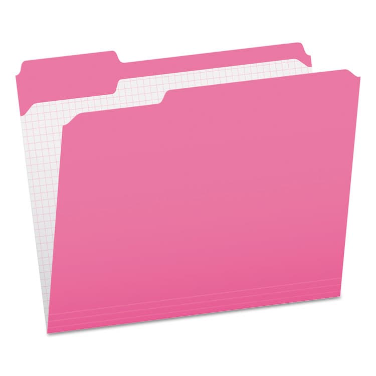 TOPS BUSINESS FORMS Double-Ply Reinforced Top Tab Colored File Folders, 1/3-Cut Tabs: Assorted, Letter Size, 0.75" Expansion, Pink, 100/Box (PFXR15213PIN)