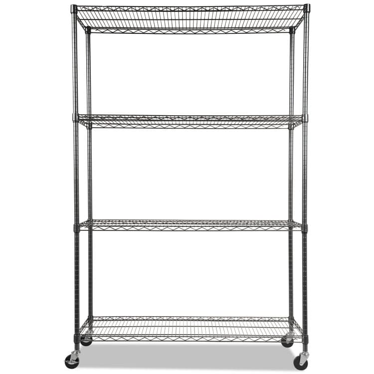 ALERA NSF Certified 4-Shelf Wire Shelving Kit with Casters, 48w x 18d x 72h, Black Anthracite (ALESW604818BA) thumbnail 2