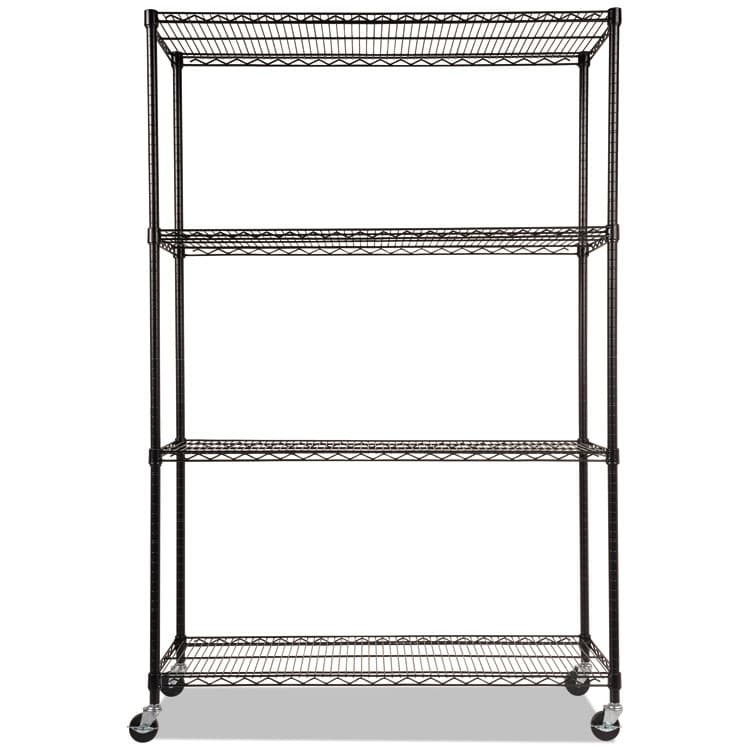 ALERA NSF Certified 4-Shelf Wire Shelving Kit with Casters, 48w x 18d x 72h, Black (ALESW604818BL) thumbnail 2