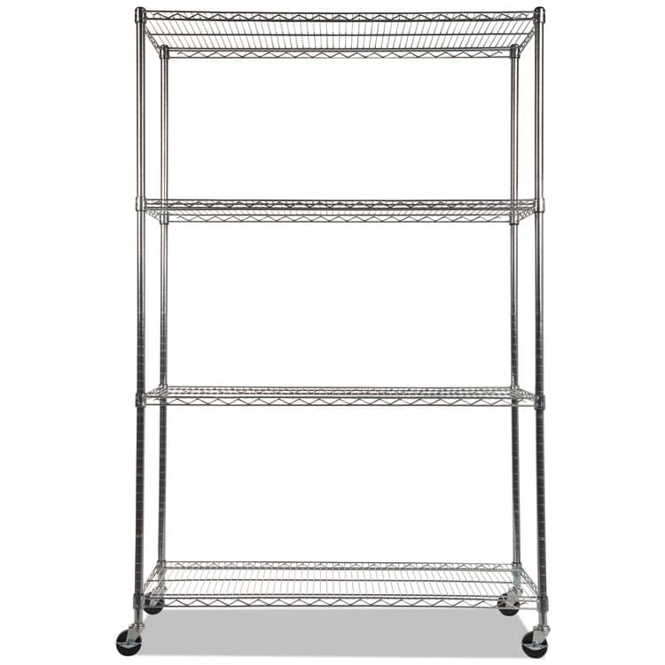 ALERA NSF Certified 4-Shelf Wire Shelving Kit with Casters, 48w x 18d x 72h, Silver (ALESW604818SR) thumbnail 2