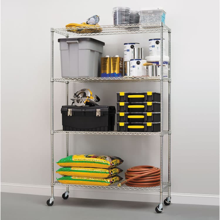 ALERA NSF Certified 4-Shelf Wire Shelving Kit with Casters, 48w x 18d x 72h, Silver (ALESW604818SR) thumbnail 4