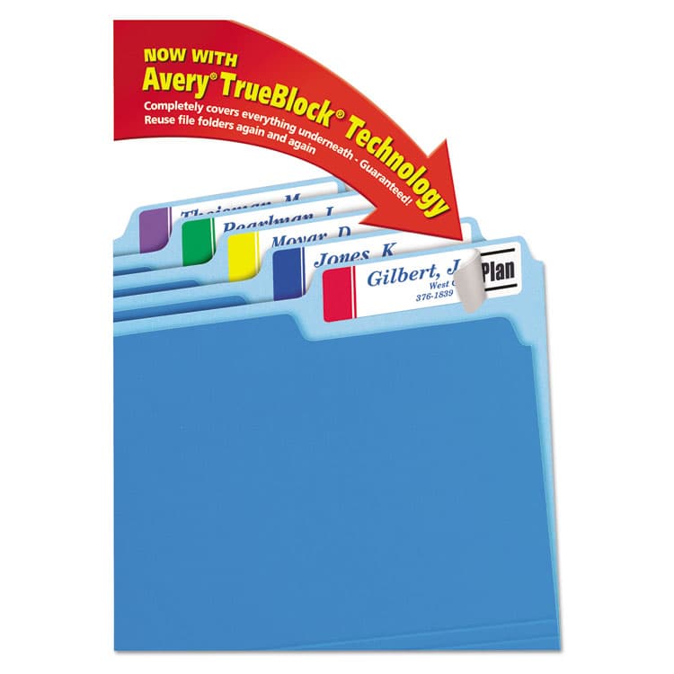 AVERY PRODUCTS CORPORATION Extra-Large TrueBlock File Folder Labels with Sure Feed Technology, 0.94" x 3.44", White, 18/Sheet, 25 Sheets/Pack (AVE5026) thumbnail 3