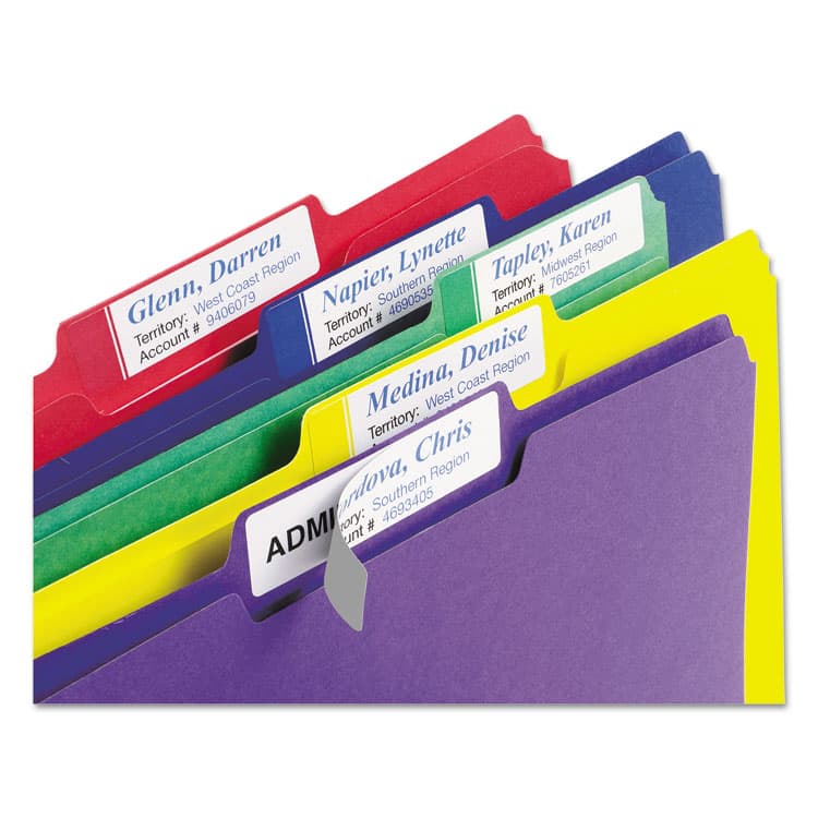 AVERY PRODUCTS CORPORATION Extra-Large TrueBlock File Folder Labels with Sure Feed Technology, 0.94 x 3.44, White, 18/Sheet, 25 Sheets/Pack (AVE5027) thumbnail 2