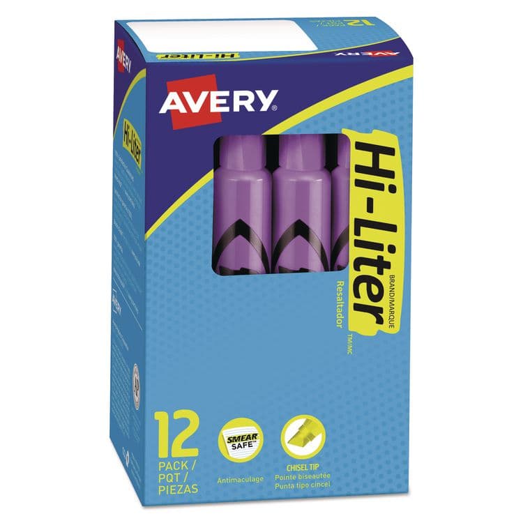 AVERY PRODUCTS CORPORATION HI-LITER Desk-Style Highlighters, Fluorescent Purple Ink, Chisel Tip, Purple/Black Barrel, Dozen (AVE24060)