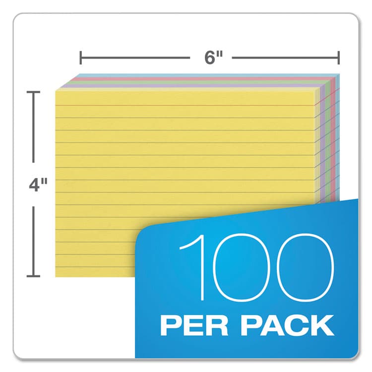 TOPS BUSINESS FORMS Ruled Index Cards, 4 x 6, Blue/Violet/Canary/Green/Cherry, 100/Pack (OXF34610) thumbnail 3